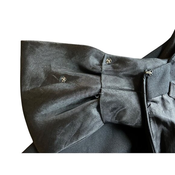 VINTAGE A.J. BARI BlK Wiggle Dress Detachable Oversized Bow‎ Sz 12 Made in Korea - Picture 7 of 10